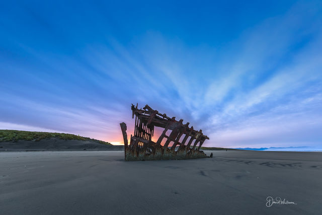 Sun Rise Over the Peter Iredale Ship Wreck print